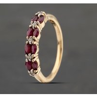Pre-Owned 14ct Yellow Gold Ruby and 0.10ct Diamond Dress Ring 41482122