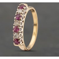 Pre-Owned 18ct Yellow Gold Ruby and 0.21ct Diamond Seven Stone Ring 41482123