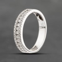 Pre-Owned 18ct White Gold 0.75ct Brilliant Cut Diamond Three Row Dress Ring 41482139