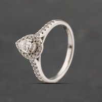 Pre-Owned 9ct White Gold 0.50ct Pear Cut Diamond Cluster Ring 41482176