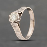 Pre-Owned 18ct White Gold 0.60ct Brilliant Cut Diamond Bark Patterned Solitaire Ring 41482278