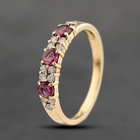 Pre-Owned 18ct Yellow Gold Ruby and 0.15ct Brilliant Cut Diamond Half Eternity Ring 41482301