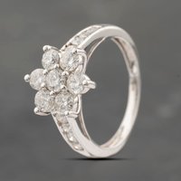 Pre-Owned 9ct White Gold 1.50ct Brilliant Cut Diamond Flower Cluster Ring 41482313