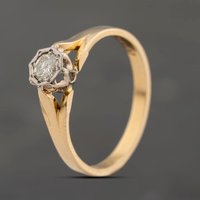 Pre-Owned Yellow Gold 0.10ct Brilliant Cut Diamond Solitaire Ring 41482331