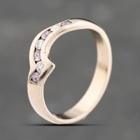 Pre-Owned 18ct White Gold Pink Sapphire and 0.09ct Brilliant Cut Diamond Dress Ring 41482347