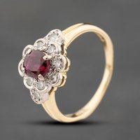 Pre-Owned 18ct Yellow Gold Ruby and Diamond Cluster Ring 41482414
