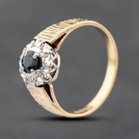 Pre-Owned 18ct Yellow Gold Sapphire and Diamond Cluster Ring 41482418