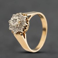 Second Hand 9ct Yellow Gold 0.10ct Brilliant Cut Diamond Round Cluster Ring 41483045