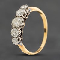Pre-Owned Yellow Gold 1.00ct Rose Cut Diamond Five Stone Ring 41483060