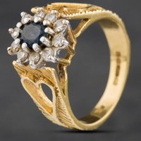 Pre-Owned 18ct Yellow Gold Sapphire and Brilliant Cut Diamond Heart Cluster Ring 4148349