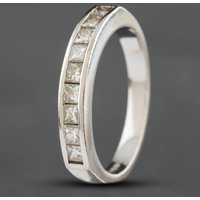 Pre-Owned 18ct White Gold 0.60ct Princess Cut Diamond Half Eternity Ring 4148581129
