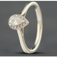 Pre-Owned 9ct White Gold 0.33ct Pear Cut Diamond Pear Shape Cluster Ring 414858281