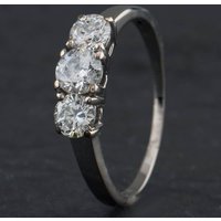 Pre-Owned 18ct White Gold 0.75ct Brilliant Cut Diamond Three Stone Ring 4148698