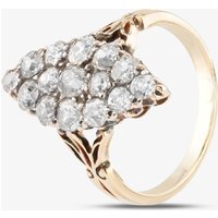 Pre-Owned Antique Yellow Gold Old Cut Diamond Marquise Shaped Cluster Ring 4148894