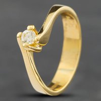 Pre-Owned 14ct Yellow Gold 0.12ct Brilliant Cut Diamond Twist Solitaire Ring 4148944