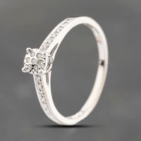 Pre-Owned 9ct White Gold 0.05ct Diamond Cluster Ring 41671572