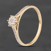 Second Hand 9ct Yellow Gold 0.05ct Diamond Shoulder Set Solitaire Ring 41671623