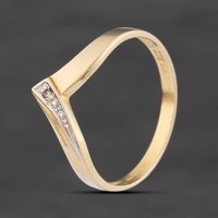Second Hand 9ct Yellow Gold 0.01ct Diamond Wishbone Ring 41671624