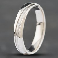 Pre-Owned 14ct White Gold Diamond 6mm Patterned Wedding Ring 41871098