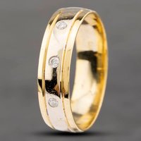 Pre-Owned 9ct Two Colour Gold Brilliant Cut Diamond 7mm Wedding Ring 41871349