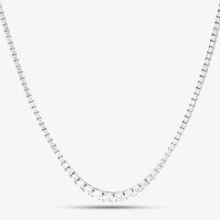 Pre-Owned 14ct White Gold 3.76ct Brilliant Cut Diamond Graduated 17 Inch Tennis Necklace 43041012