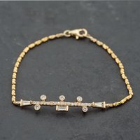Pre-Owned 14ct Yellow Gold 0.62ct Diamond Baguette and Brilliant Cut 7 Inch Bracelet 43071013