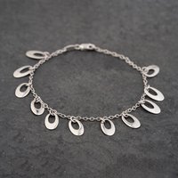 Pre-Owned 9ct White Gold Oval Dropper 7 Inch Chain Bracelet 43071020