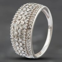 Pre-Owned 9ct White Gold 1.00ct Brilliant Cut Diamond Five Row Dress Ring 43091010