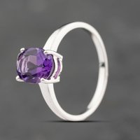 Pre-Owned 9ct White Gold Amethyst Oval Dress Ring 43111013
