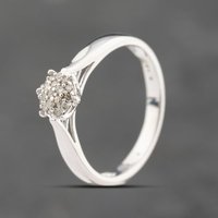 Pre-Owned 9ct White Gold 0.10ct Diamond Flower Cluster Ring 43111014