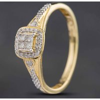 Pre-Owned 9ct Yellow Gold 0.20ct Diamond Cluster Ring 431201237