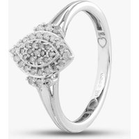 Pre-Owned 9ct White Gold 0.20ct Brilliant Cut Diamond Marquise Cluster Ring 431202146
