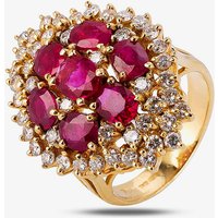 Pre-Owned 14ct Yellow Gold 2.63ct Ruby and 1.00ct Diamond Cluster Ring 4312025