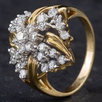 Pre-Owned 14ct Yellow Gold Brilliant Cut Diamond Fancy Openwork Cluster Ring 4312027