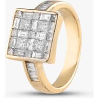 Pre-Owned 14ct Yellow Gold 1.28ct Diamond Square Cluster Ring 431203964