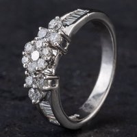 Pre-Owned 14ct White Gold 1.15ct Diamond Shoulders Cluster Ring 4312068