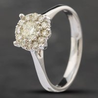 Pre-Owned 14ct White Gold 0.61ct Brilliant Cut Diamond Round Cluster Ring 43121023