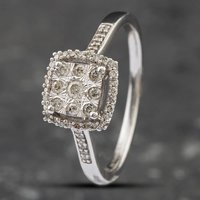 Pre-Owned 9ct White Gold 0.25ct Brilliant Cut Diamond Square Cluster Ring 43121055