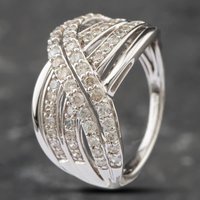 Pre-Owned 9ct White Gold 1.02ct Brilliant Cut Diamond Crossover Ring 43121058