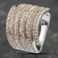 Pre-Owned 9ct White Gold 2.04ct Brilliant and Baguette Cut Diamond Cocktail Ring 43121063
