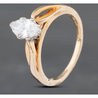 Pre-Owned 9ct Yellow Gold 0.50ct Marquise Cut Diamond Solitaire Ring 43121078