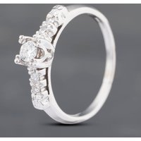Pre-Owned 9ct White Gold 0.12ct Brilliant Cut Diamond Solitaire Ring 43121093
