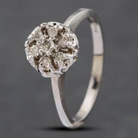 Pre-Owned 14ct White Gold 0.17ct Single Cut Diamond Cluster Ring 43121133