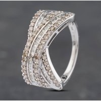 Pre-Owned 9ct White Gold 1.00ct Diamond Crossover Ring 43121201