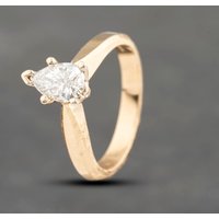 Pre-Owned 9ct Yellow Gold 0.72ct Pear Cut Diamond Solitaire Ring 43121228
