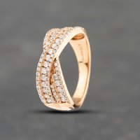 Pre-Owned 18ct Yellow Gold 0.71ct Diamond Multi Row Crossover Dress Ring 43121234