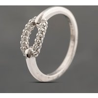 Pre-Owned 14ct White Gold 0.14ct Brilliant Cut Diamond Two Row Dress Ring 43121262