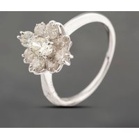 Pre-Owned 18ct White Gold 1.26ct Diamond Oval Cluster Ring 43121290
