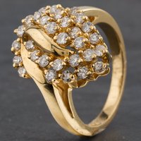 Pre-Owned 14ct Yellow Gold 1.00ct Brilliant Cut Diamond Fancy Multi Stone Cluster Ring 4312173