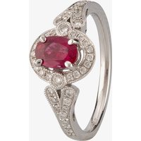 Pre-Owned 18ct White Gold 0.65ct Ruby and 0.30ct Diamond Cluster Ring 4312233